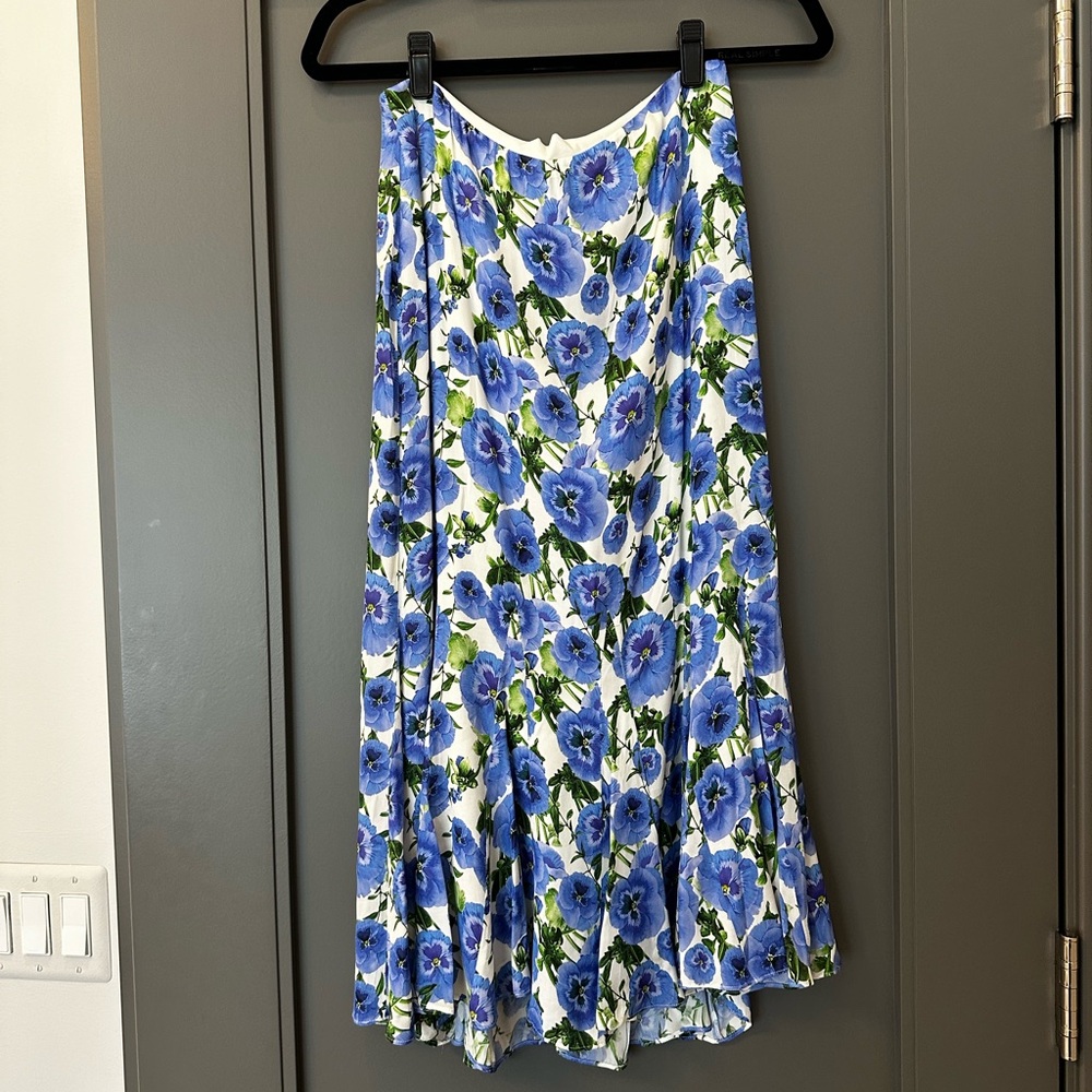 Alice + Olivia Blue Floral Midi Skirt
